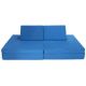 Costway 4-Piece Blue Convertible Kids Couch or 2-Chairs Toddler to Teen Sofa and Play Set