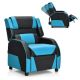 Costway Blue Faux Leather Upholstery Kids Recliner Gaming Sofa w/Headrest and Footrest