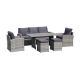 6-Piece Outdoor PE Wicker Patio Conversation Set with Table, Arm Chairs and Ottoman for Garden Yard, Gray Cushion