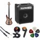 Ibanez SR300E SR Standard Series Electric Bass Guitar Starter Kit Charred Champagne Burst