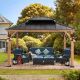 5-Piece Wicker Patio Conversation Set w/ Blue Cushions - JS-PCS-M02B