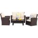 4-pc PE Rattan Wicker Outdoor Patio Furniture Set in Brown
