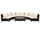 5-Piece Wicker Outdoor Sectional Set w/ Empered Glass Table and Beige Cushions