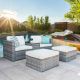 Nestfair Coline 5-pc Wicker Patio Conversation Set with White Cushions