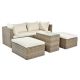 5-Piece Wicker Outdoor Sectional Set with Beige Cushions