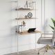 Nathan James - Theo Rustic Oak and White 2-Shelf Wall-Mount Ladder Writing Desk Table Small Computer Table Bookcase