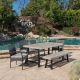 Noble House Luster 29.50 in. Grey 6-pc Wood Rectangular Outdoor Dining Set with Grey Cushions