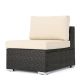 Noble House Nolan Multi Brown Wicker Armless Middle Outdoor Sectional Chair w/ Beige Cushion