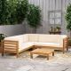Noble House Oana Teak Brown Finish 4-Piece Wood Outdoor Sectional Set with Beige Cushions