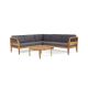 Noble House Sloane Teak 4-Piece Wood Outdoor Sectional Set with Dark Grey Cushions