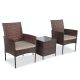 Pyramid Home Decor Alvino 3-pc Wicker Rattan Outdoor Patio Bistro Set, Chairs with Thick Coffee Cushion and Glass Top Coffee Table