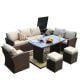 DIRECT WICKER Beverly 7-pc Steel Wicker Patio Furniture Outdoor Sectional Sofa Set with Beige Cushions and Ottomans