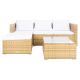 SAFAVIEH Madalina Natural Wicker Outdoor Patio Sectional w/ White Cushions