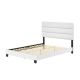 Rest Rite Luna White Faux Leather Upholstered Queen Platform Bed Frame w/ Slat System