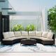 Harper & Bright Designs Half-Moon Dark Brown Wicker Outdoor Sectional Set w/ Beige Cushions
