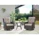 Carolina Brown Wicker Patio Conversation Deep Seating Set with Olefin Gray Cushions
