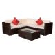 Brown 4-Piece Wicker Outdoor Sectional Set with Beige Cushions ST601A-3