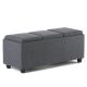 Simpli Home Avalon 42 inch Contemporary Storage Ottoman in Slate Grey Linen Look Fabric