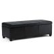 Simpli Home Avalon 48 inch Contemporary Storage Ottoman in Midnight Black Faux Leather
