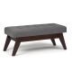 Simpli Home Draper 40 inch Mid Century Modern Ottoman Bench in Slate Grey Linen Look Fabric