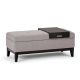 Simpli Home Oregon 42 inch Transitional Storage Ottoman in Cloud Grey Linen Look Fabric