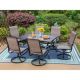 Black 7-Piece Metal Outdoor Patio Dining Set with Slat Rectangle Table and Padded Textilene Swivel Chairs
