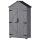 Kahomvis 35.4 in. W x 22.4 in. D x 69.3 in. H Gray Fir Wood Outdoor Storage Cabinet Garden Shed with Waterproof Asphalt Roof