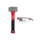 Milwaukee 3 lbs. Fiberglass Drilling Hammer and Clear Safety Glasses Anti-Scratch Lenses