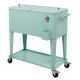 Karl home Mint 80 Qt. Iron Beverage Wheeled Cooler with Shelf