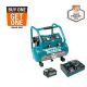 Makita 40V max XGT Brushless Cordless 2 Gallon 135 PSI Quiet Series Air Compressor Kit (4.0Ah), Rechargeable Battery