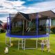 Unbranded 14 ft. Outdoor Large Leisure Trampoline with Safety Fence Net and Backboard Suitable for Garden Backyard