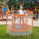 Tunearary 55 in. Outdoor Park Orange Kids Mini Trampoline with Safety Enclosure and Ocean Balls