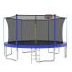 Zeus & Ruta 14 ft. Blue Metal Outdoor Large Recreational Trampoline with Safety Enclosure Net Backyards for Kids Children