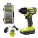 RYOBI ONE+ 18V Cordless 1/4 in. Impact Driver Kit with 1.5 Ah Battery, Charger, and Diamond Grit Driving Set (52-Piece)