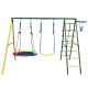 Bon Furni Metal Outdoor Swing Playset with Climbing Net and Basketball Hoop