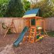 KidKraft DIY Brightside Wooden Outdoor Playground Set with Slide, Monkey Bars, Sandbox, Cafe Area, Swing Set, and Accessories
