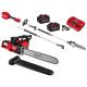 Milwaukee M18 FUEL 18V Brushless Cordless 20 in. Dual Battery Chainsaw Kit w/ M18 QUIK-LOK Polesaw, (2) 8.0 Ah Batteries, Charger