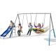 SPORTSPOWER Comet Metal Swing Playset with LED Light-Up Saucer Swing, 2 Swings, & 5-FT Slide