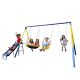 SPORTSPOWER Super Flyer Swing Playset with 2 Flying Buddies, 2-Person Saucer Swing, 2 Swings, & 5-FT Slide