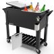 PERMASTEEL Party Cooler, 80-qt. Capacity, Divider Cooler, Rolling Ice Chest for Entertainment, Matte Black