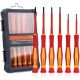 Lukyamzn 1000V Mini Insulated Precision Screwdriver Set 6-Piece Magnetic Tip Slotted Phillips Red Hand Tool Kit