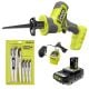 RYOBI ONE+ 18V Cordless One-Handed Reciprocating Saw Kit with 2 Ah Battery, Charger, and 15-Piece Recip Saw Blade Set