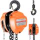 SKYSHALO 1/2 T Hand Chain Hoist, 1100 lbs. Capacity, Manual Chain Block with G80 Chain, 10 ft. Lifting Height, Heavy Duty, Orange