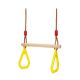 LUKVIZO Wooden Trapeze Swing Set with Adjustable Height for Kids, Indoor/Outdoor Playground Gym Hanging Accessories with Rings