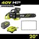 RYOBI 40V HP Brushless 20 in. Battery Chainsaw with 20 in. 0.050-Gauge Replacement Chain, 8.0 Ah Battery, and Charger