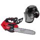 Milwaukee M18 FUEL 14 in. 18V Cordless Battery Top Handle Chainsaw w/BOLT Black Type 2 Class C Helmet, Earmuffs, Mesh Face Shield