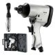 VEVOR 1/2 in. Air Impact Wrench and 3/8 in. Ratchet Wrench Combo, 19-Piece Pro Air Tool Kit w/ 10-Pieces CR-V Sockets and Case