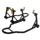 Busdays Black Motorcycle Stand Lift 440 lbs. Front/Rear Combo: Front Wheel Fork Stand + Rear U+K Fork Swingarm Spool Stand
