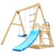 Multi-Colored Outdoor Wooden Freestanding Swing Set with Slide, Ladder
