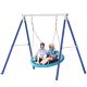 Antique Blue Outdoor Metal Swing Stand With Saucer